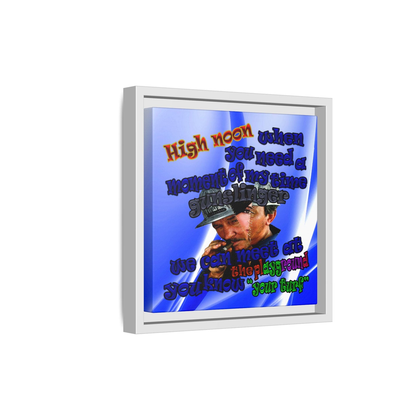 high noon - framed canvas art (blue-white wave)
