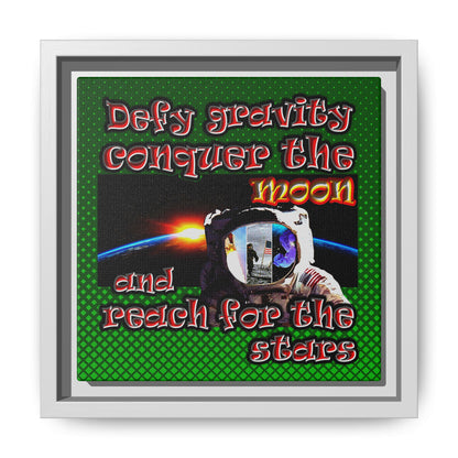 defy conquer reach - framed canvas art (logo green)