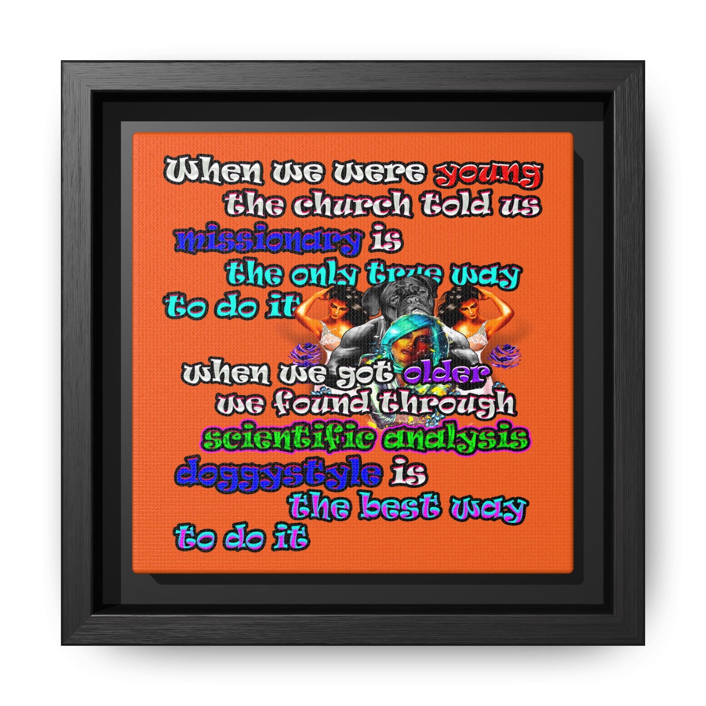 doggystyle - framed canvas art (orange)