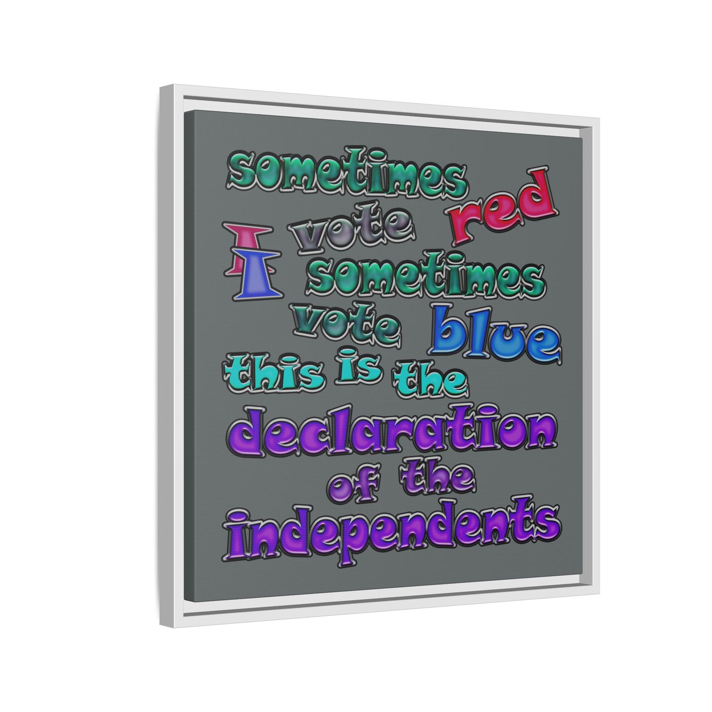 declaration of the independents - framed canvas art (dark grey)
