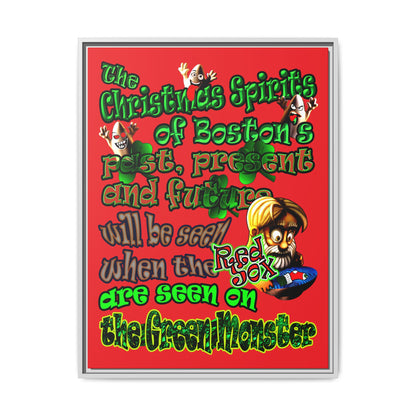 christmas spirits of boston - framed canvas art (red)