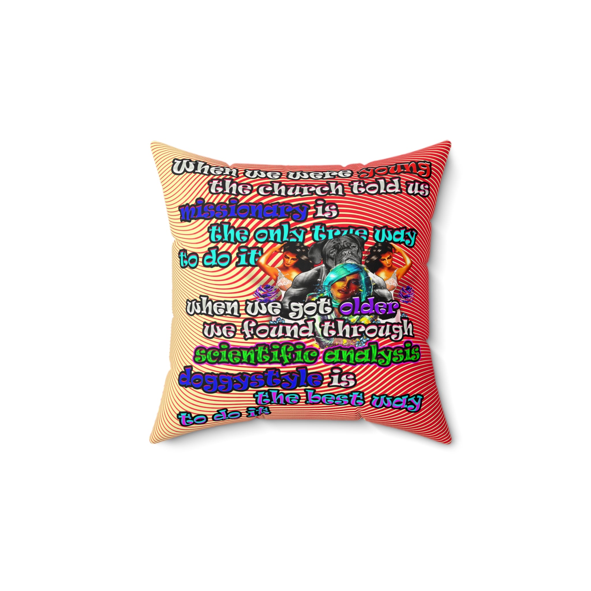 doggystyle - Faux Suede Square Pillow - (yellow-orange wave)