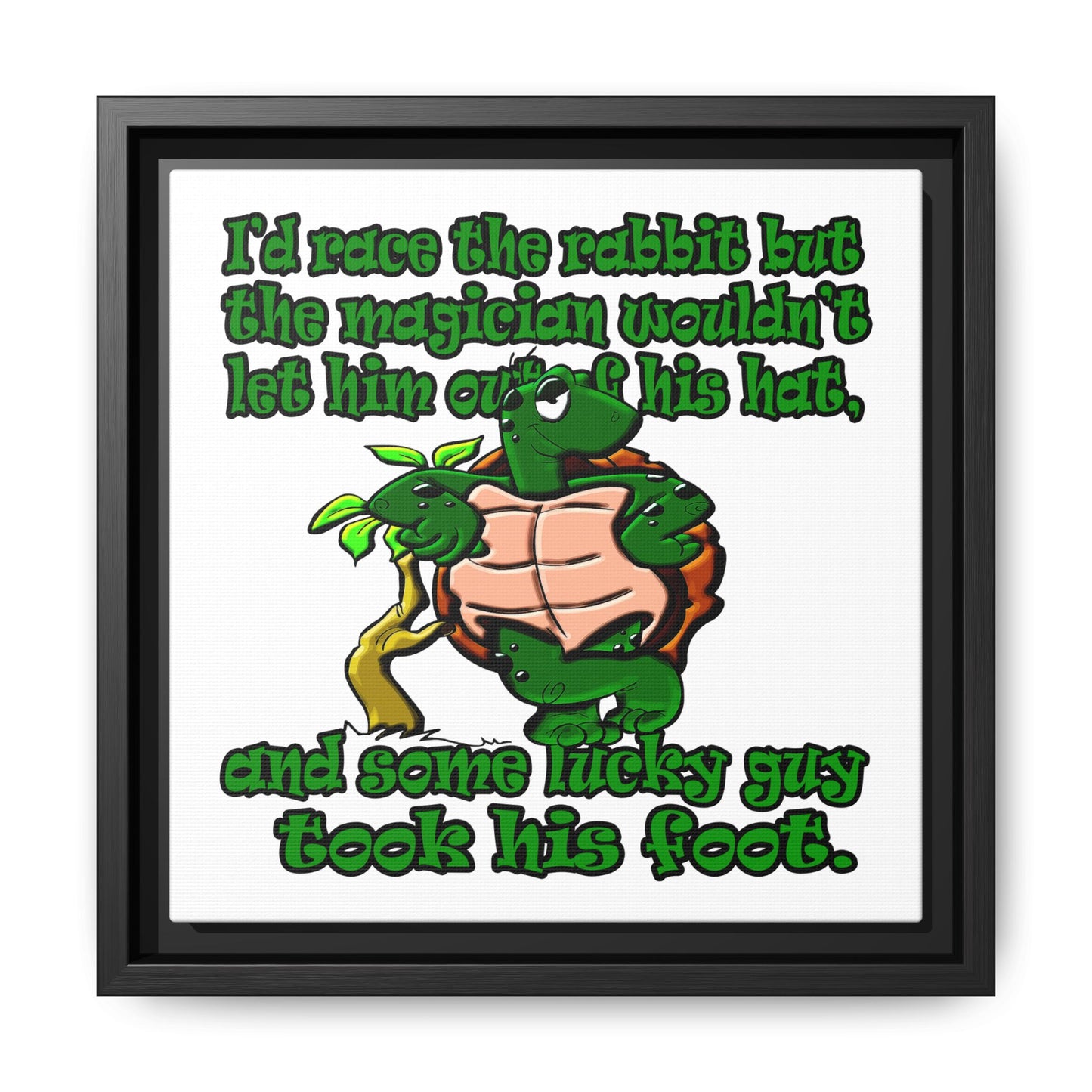 turtle race - framed canvas art (white)