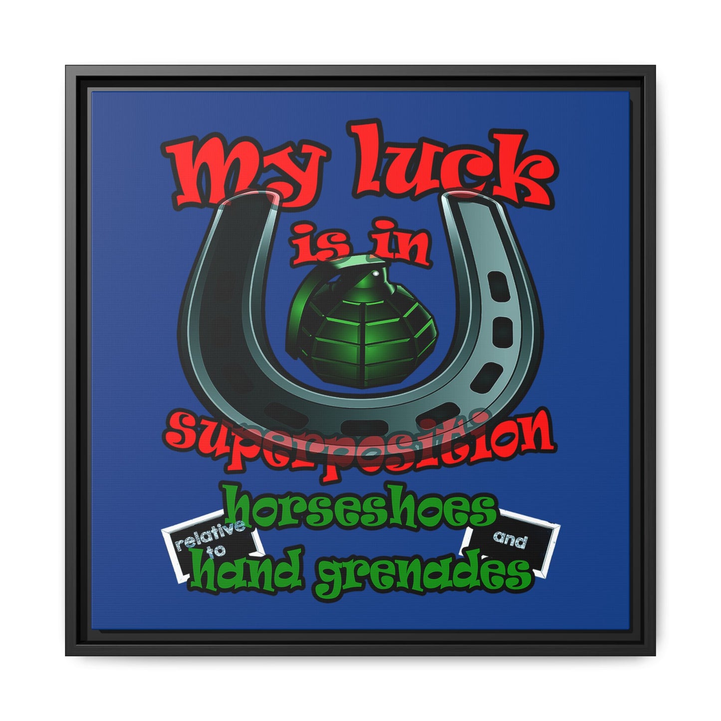 my luck - framed canvas art (dark blue)