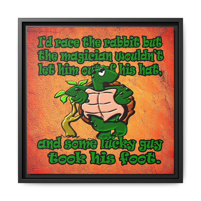 turtle race - framed canvas art (burnt orange)