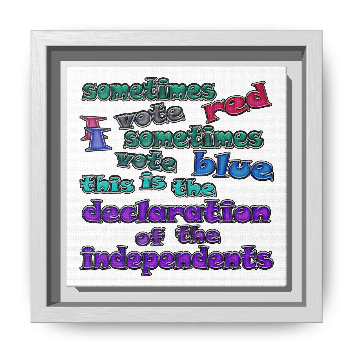 declaration of the independents - framed canvas art (white)