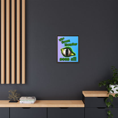 green monster - framed canvas art (light blue-purple wave)