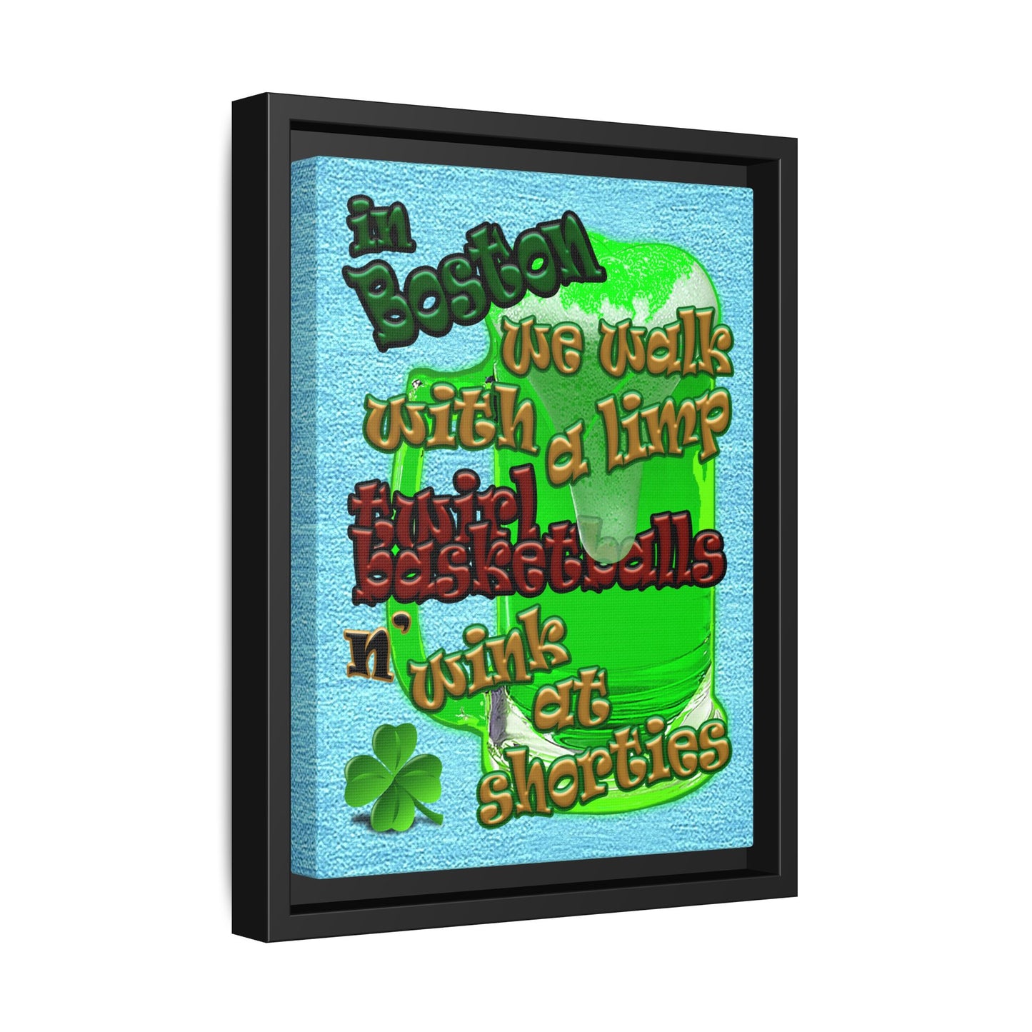 celtics logo - framed canvas art (faded blue)
