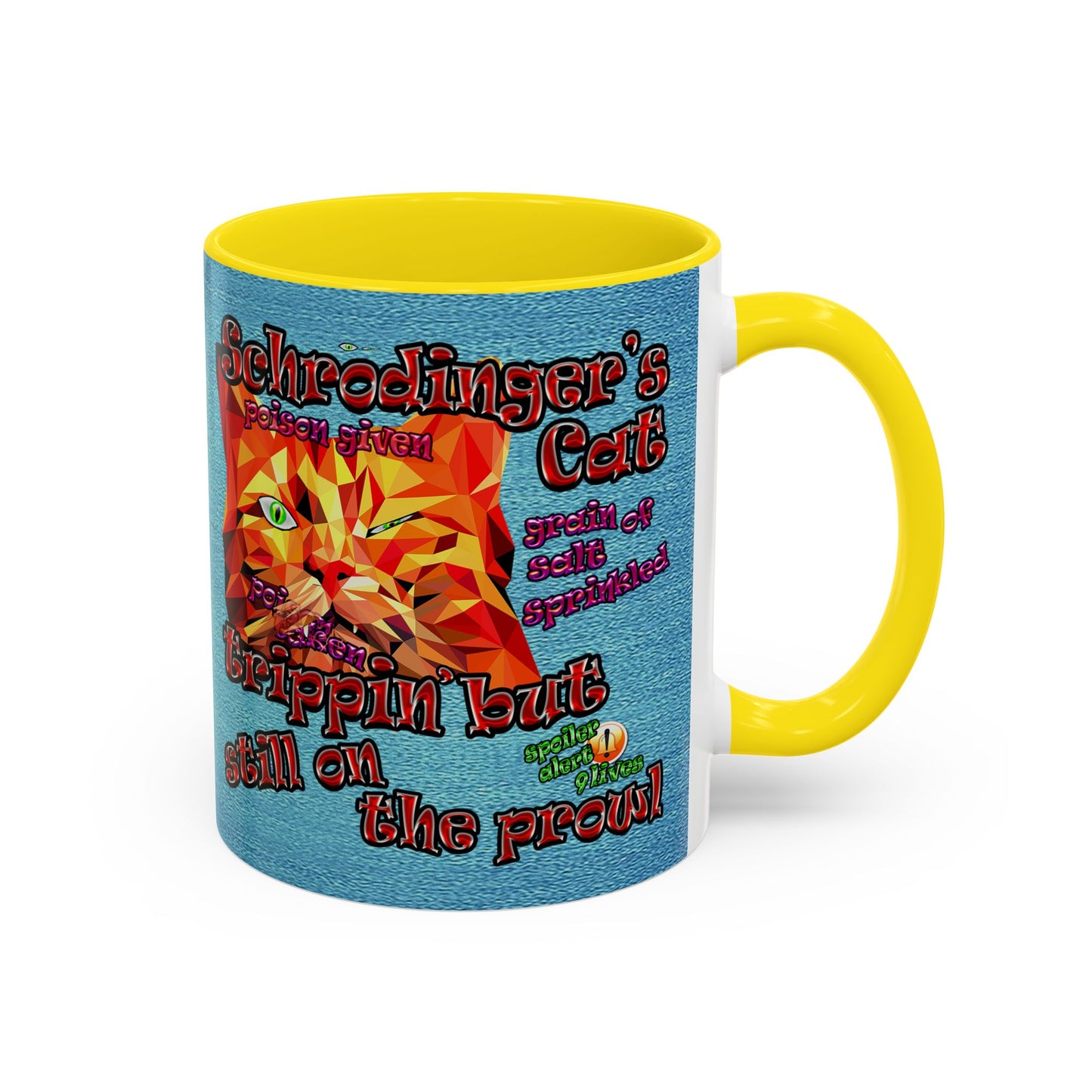 schrodinger's cat - Accent Mug (faded blue)