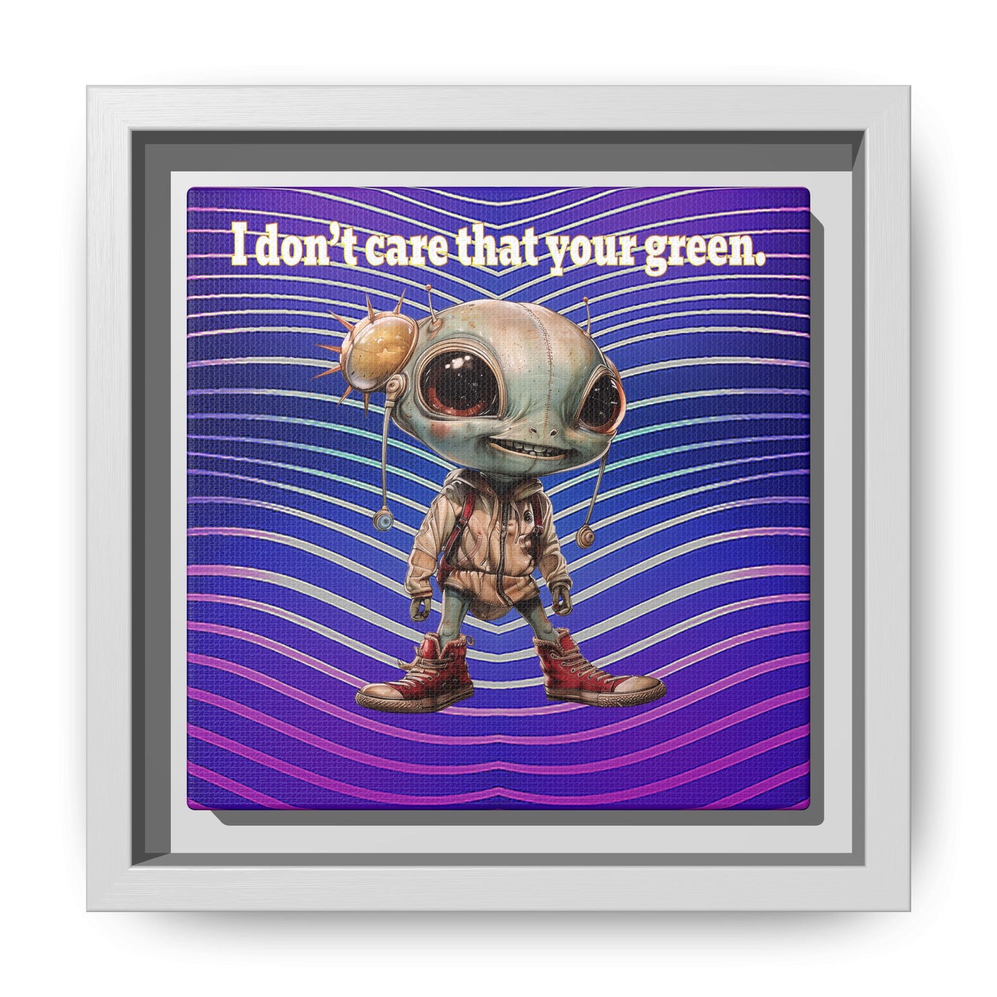 I don't care that your green - framed canvas art (purple wave)