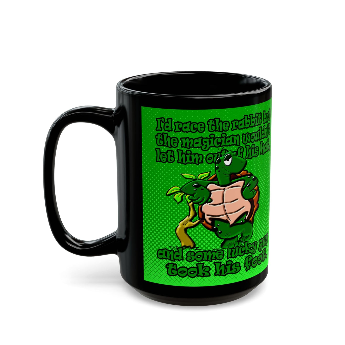 turtle race - Black Mug (logo green)