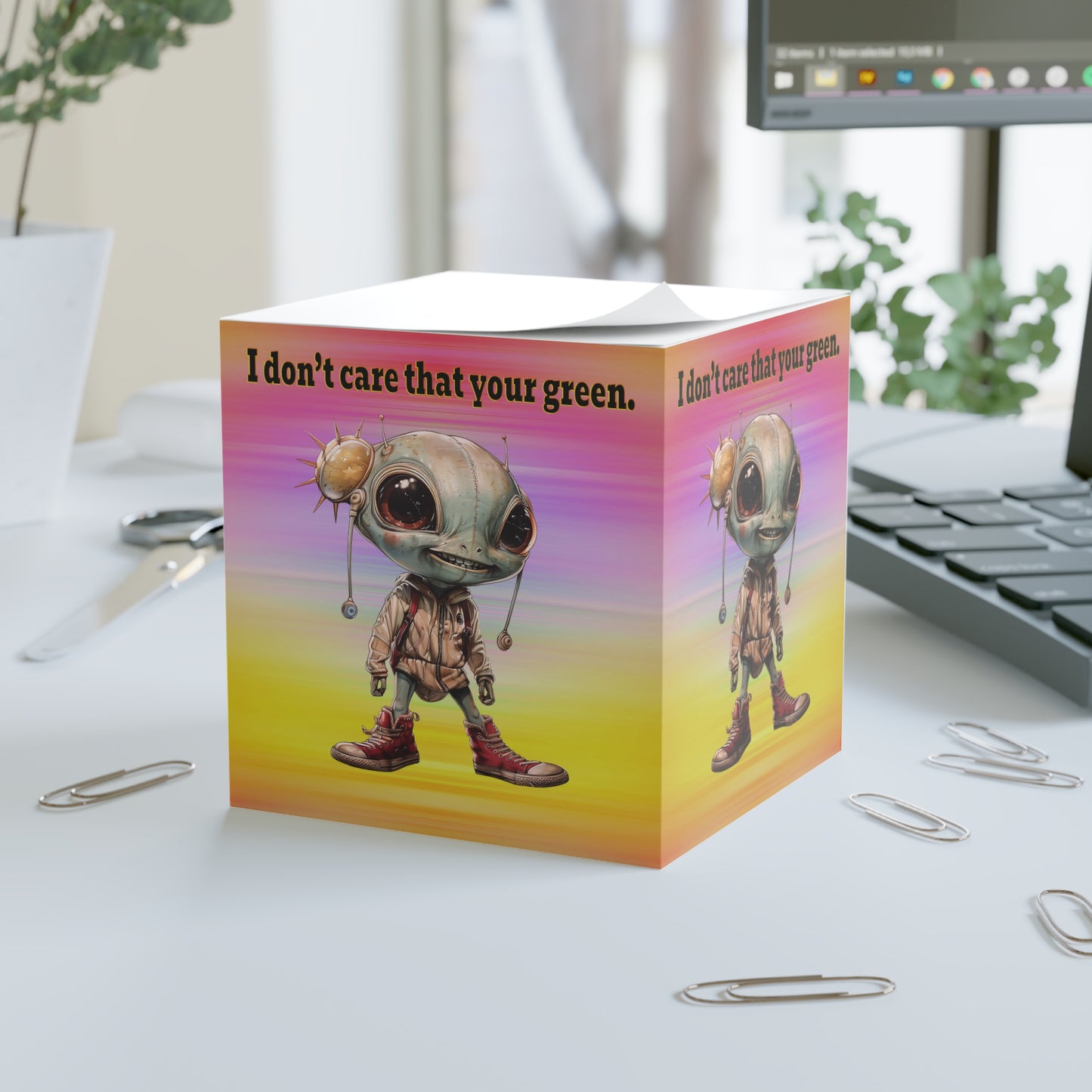 I don't care that your green - note cube (color blur)