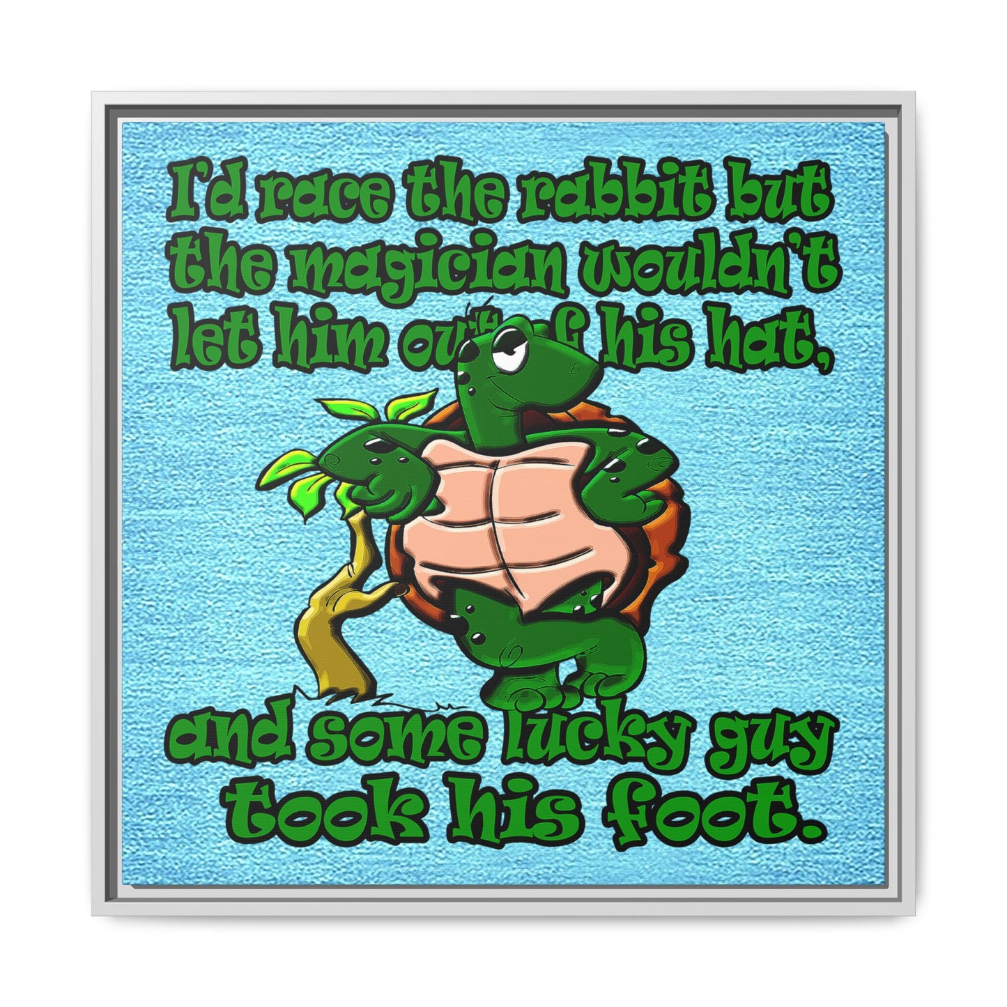 turtle race - framed canvas art (faded blue)