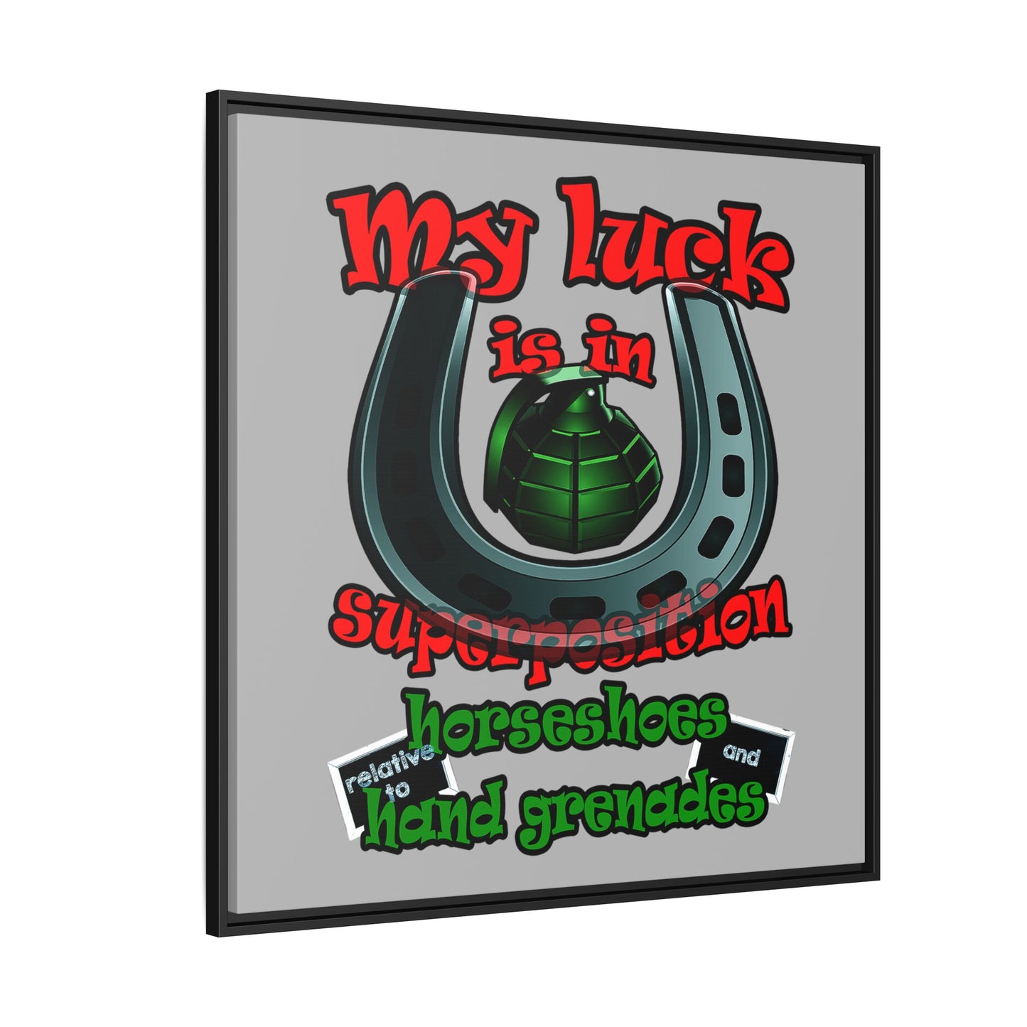 my luck - framed canvas art (light grey)