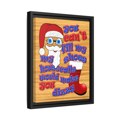 santa's shoes - framed canvas art (butterscotch wood finish)