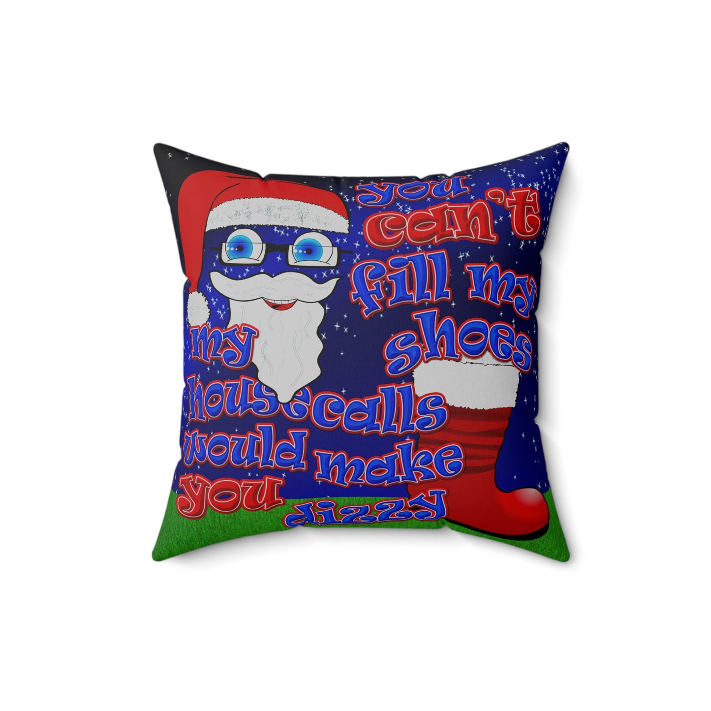 santa's shoes - Spun Polyester Square Pillow - ('snoops' background)