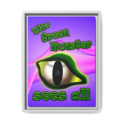green monster - framed canvas art (purple-pink wave)