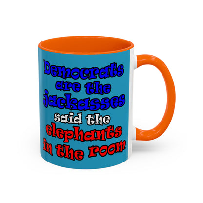 donkeys and elephants - Accent Mug (turquoise)