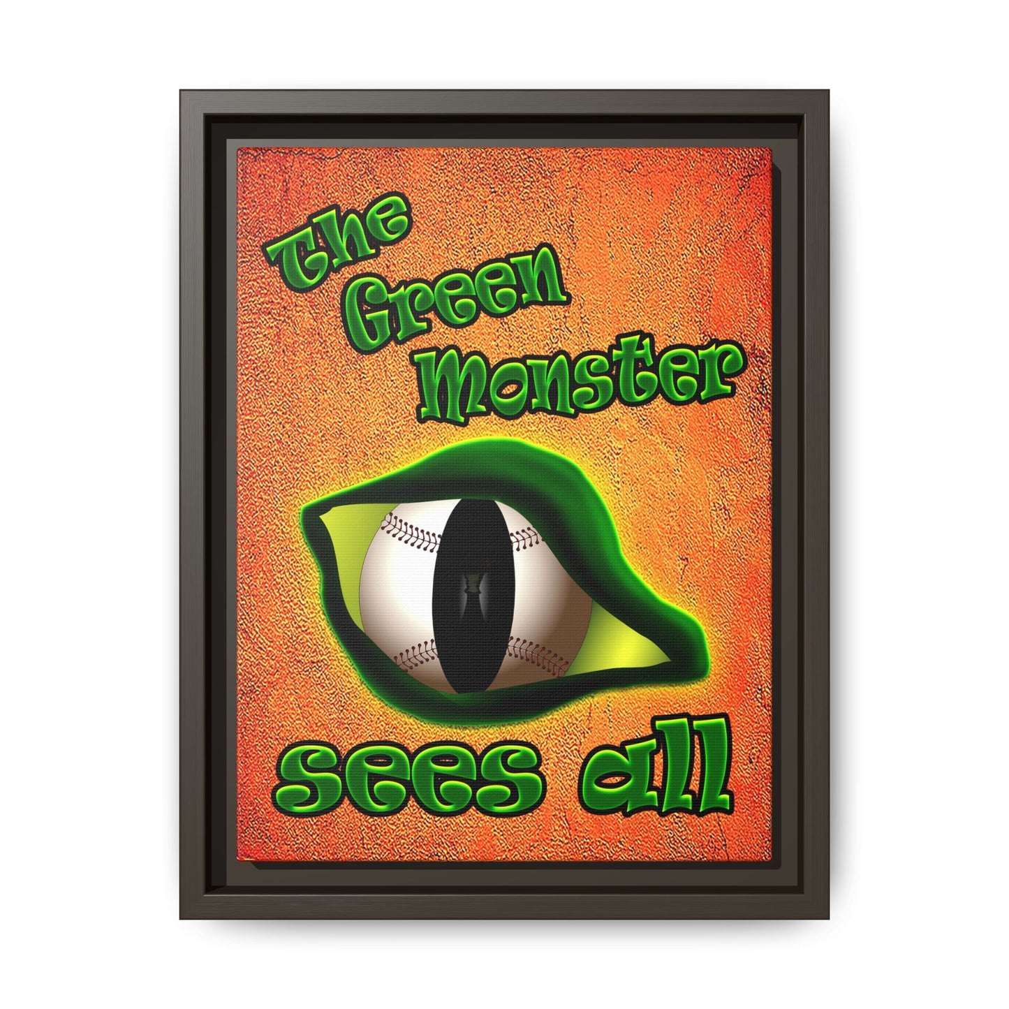 green monster - framed canvas art (burnt orange)
