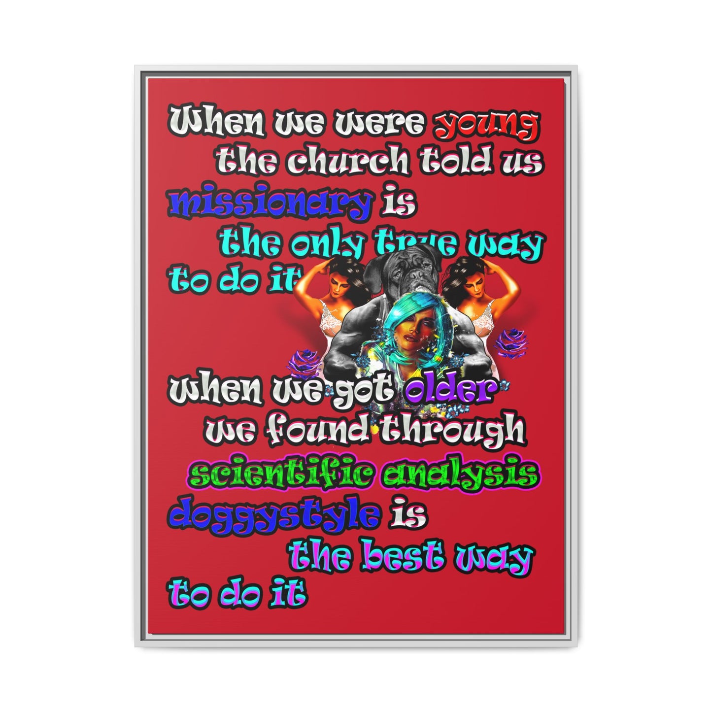 doggystyle - framed canvas art (dark red)