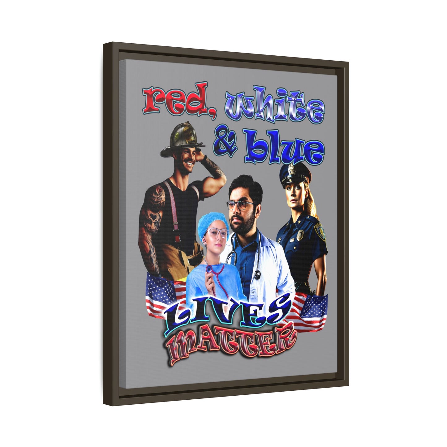 rw&b lives matter - framed canvas art (grey)