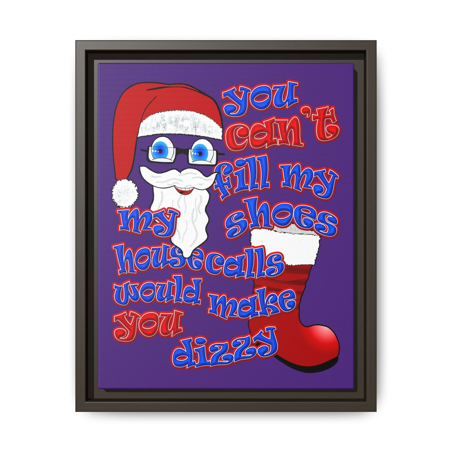 santa's shoes - framed canvas art (purple)