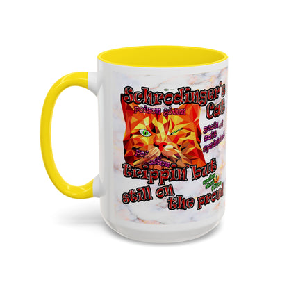 schrodinger's cat - Accent Mug (white marble)