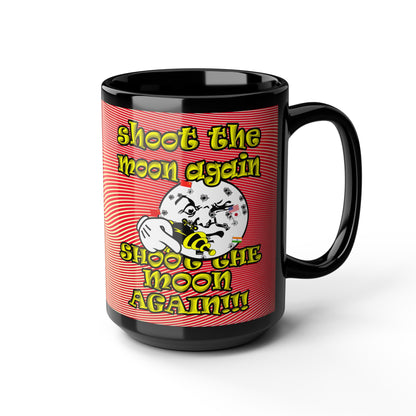 shoot the moon again - Black Mug (yellow-orange wave)