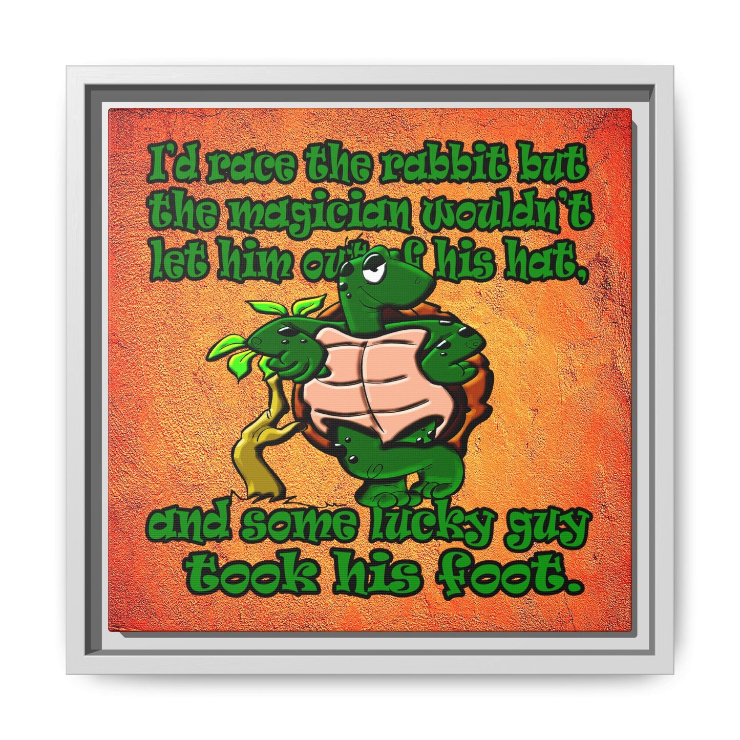 turtle race - framed canvas art (burnt orange)