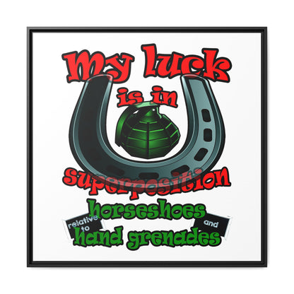 my luck - framed canvas art (white)