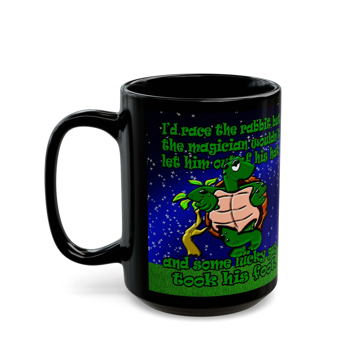 turtle race - Black Mug ('snoops' background)