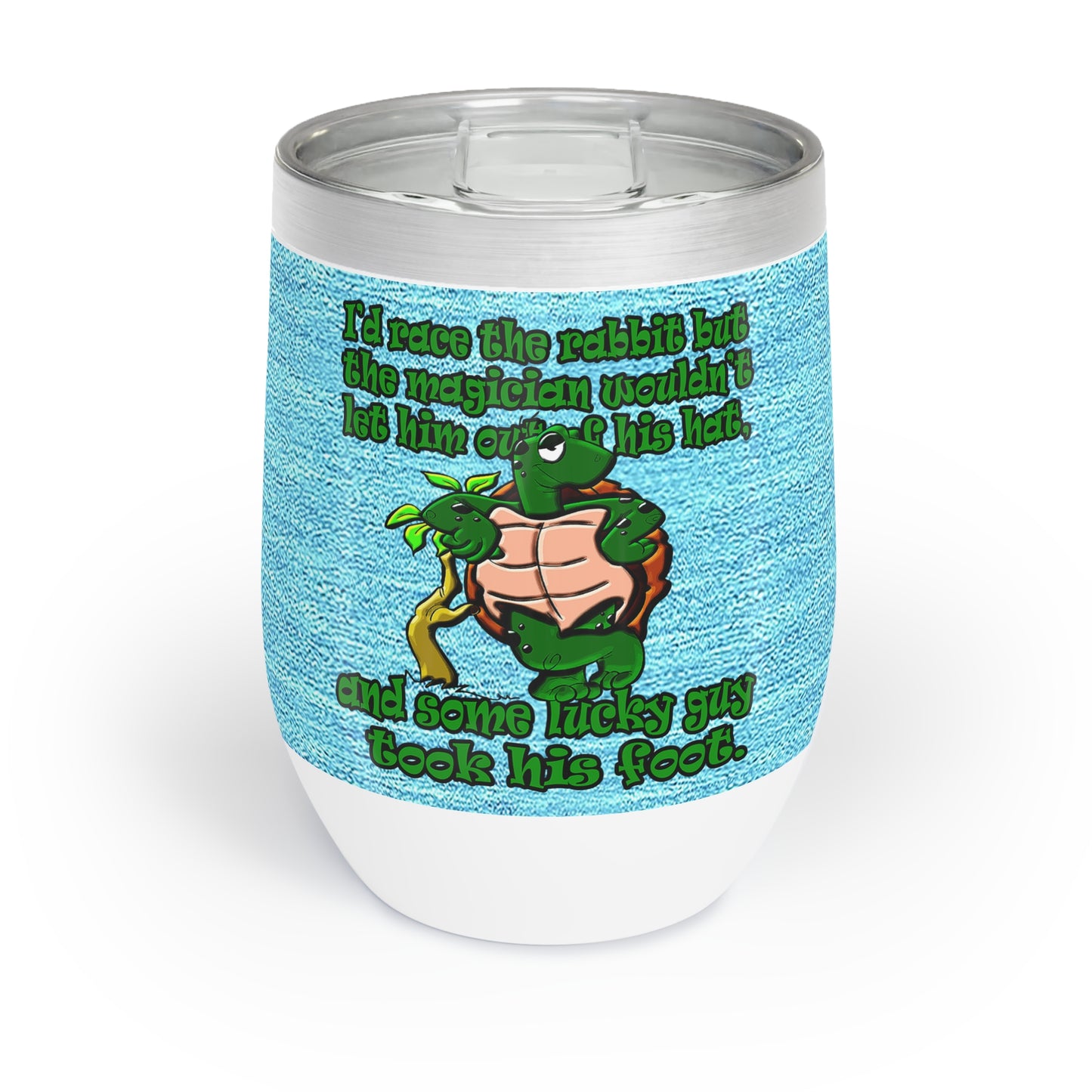 turtle race - Chill Wine Tumbler (faded blue)