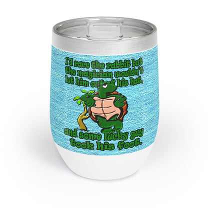 turtle race - Chill Wine Tumbler (faded blue)