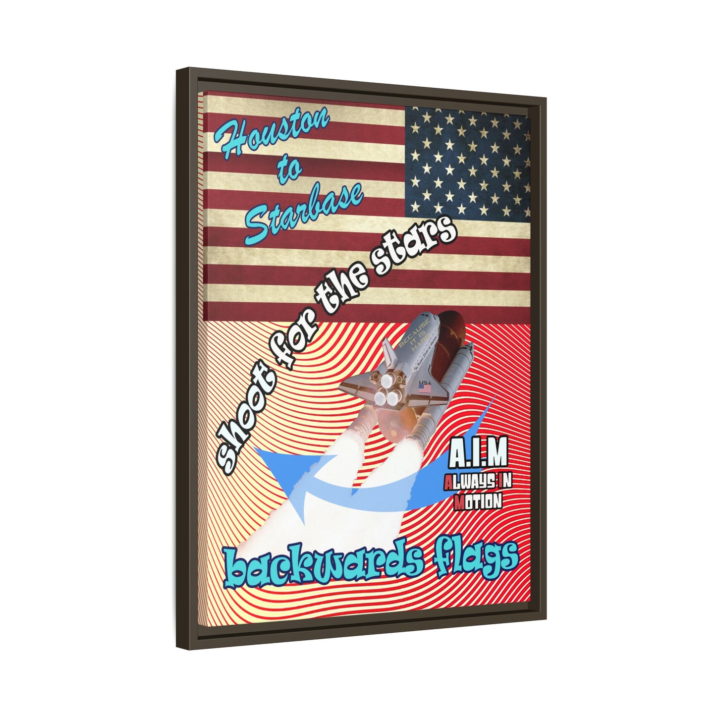 shoot for the stars - framed canvas art (yellow-orange wave)