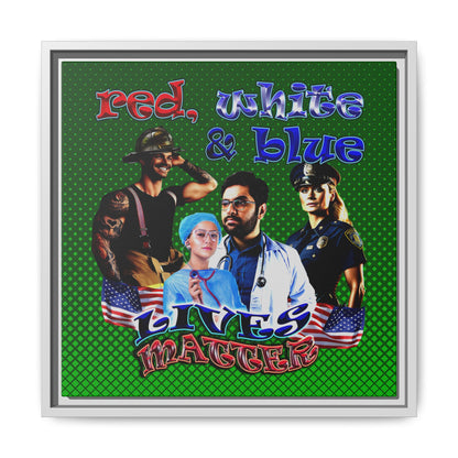 rw&b lives matter - framed canvas art (logo green)