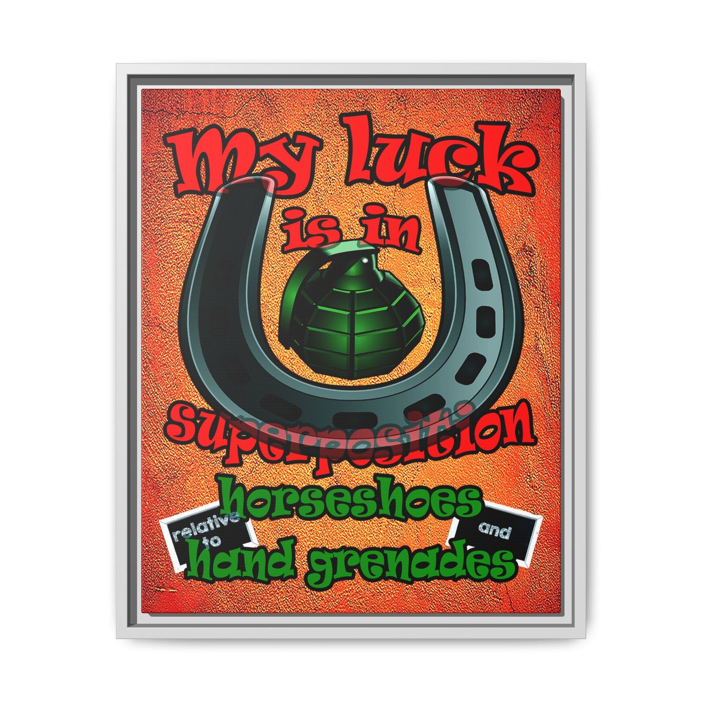 my luck - framed canvas art (burnt orange)