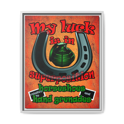my luck - framed canvas art (burnt orange)