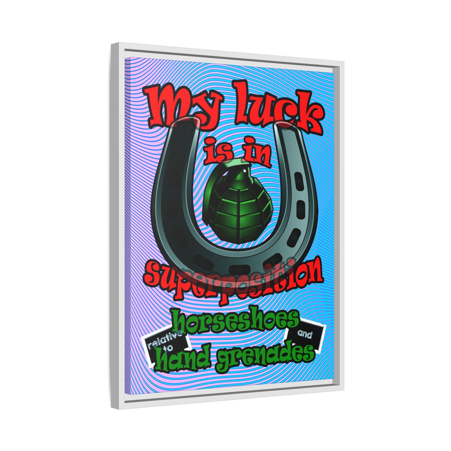 my luck - framed canvas art (light blue-purple wave)