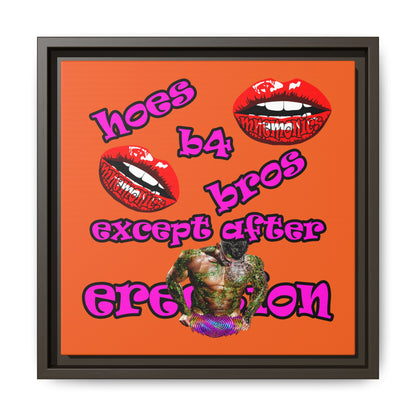 hoes b4 bros - framed canvas art (orange)
