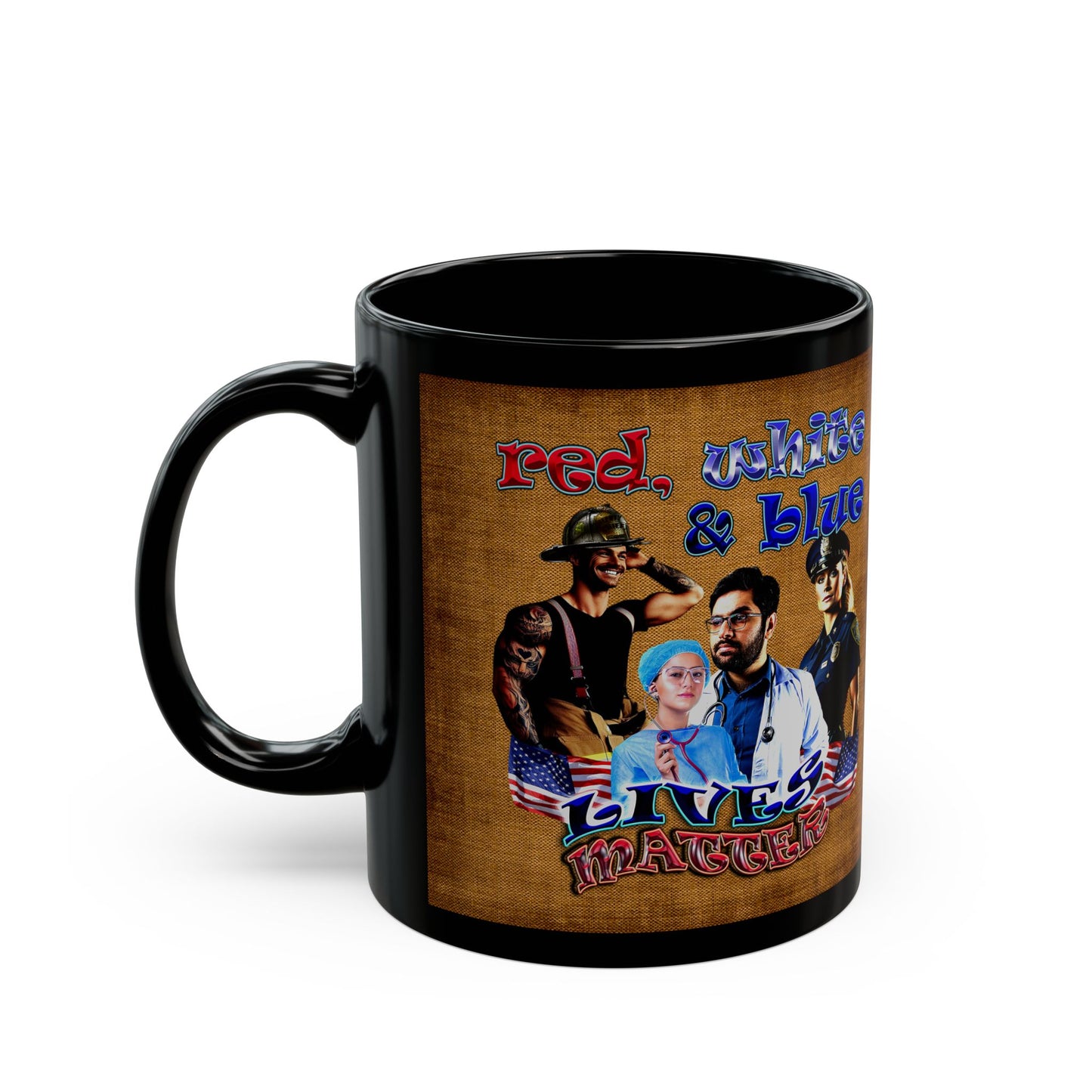 rw&b lives matter - Black Mug (brown papyrus)