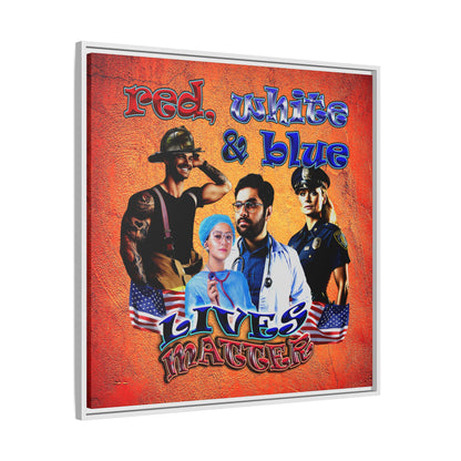 rw&b lives matter - framed canvas art (burnt orange)