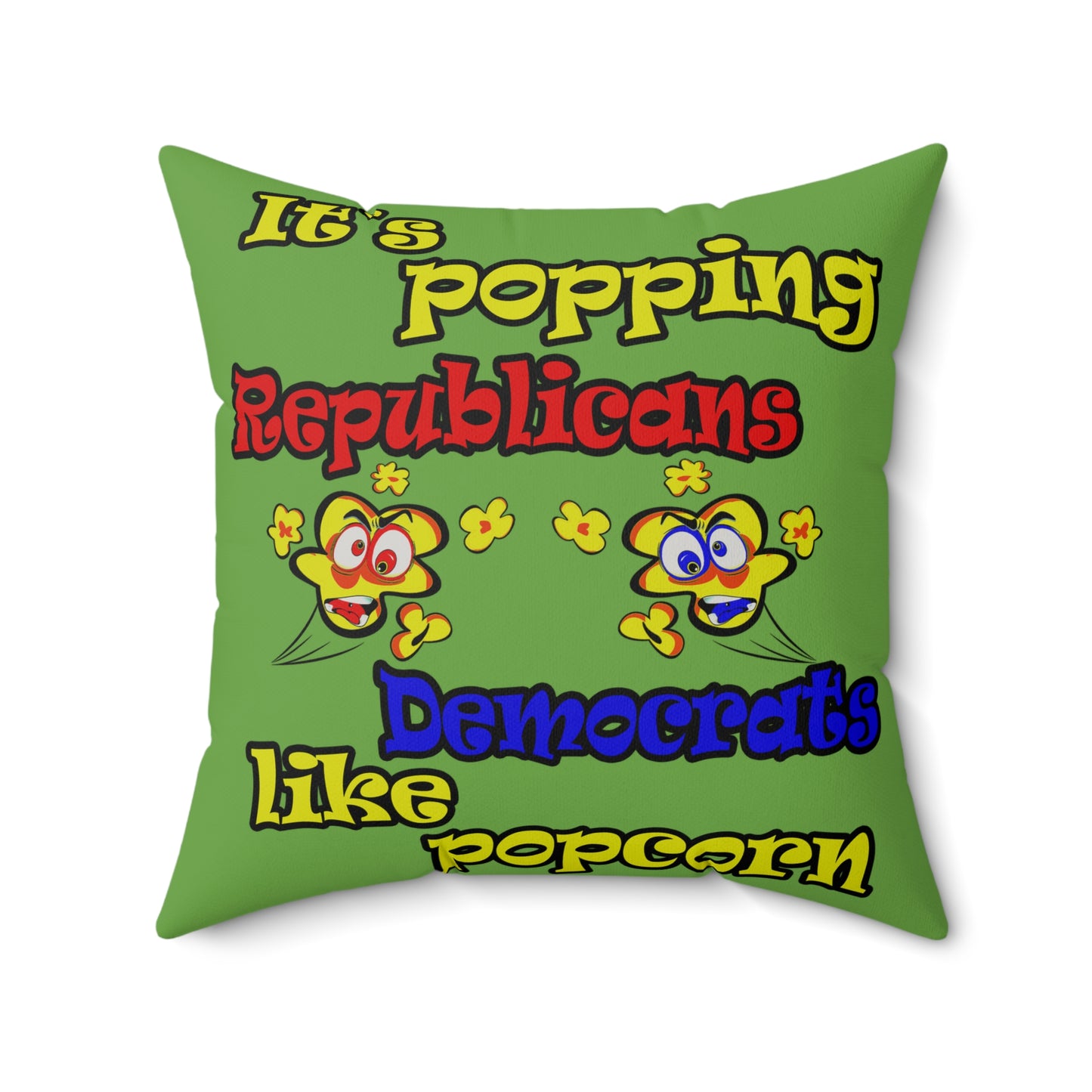 popping like popcorn - Faux Suede Square Pillow - (green)