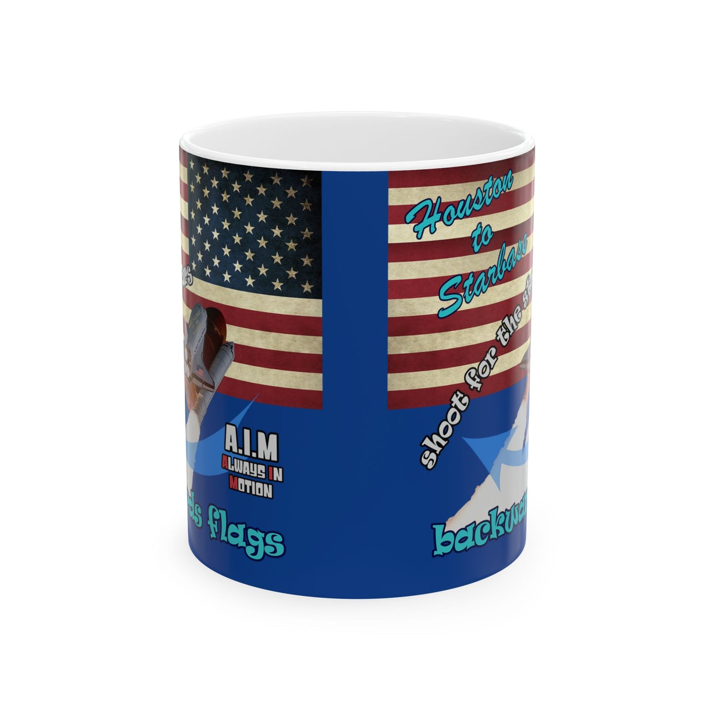 shoot for the stars - White Mug (dark blue)