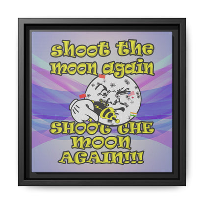 shoot the moon again - framed canvas art (light blue-pink wave)