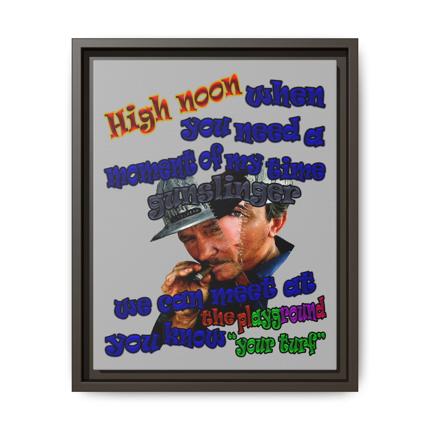 high noon - framed canvas art (light grey)