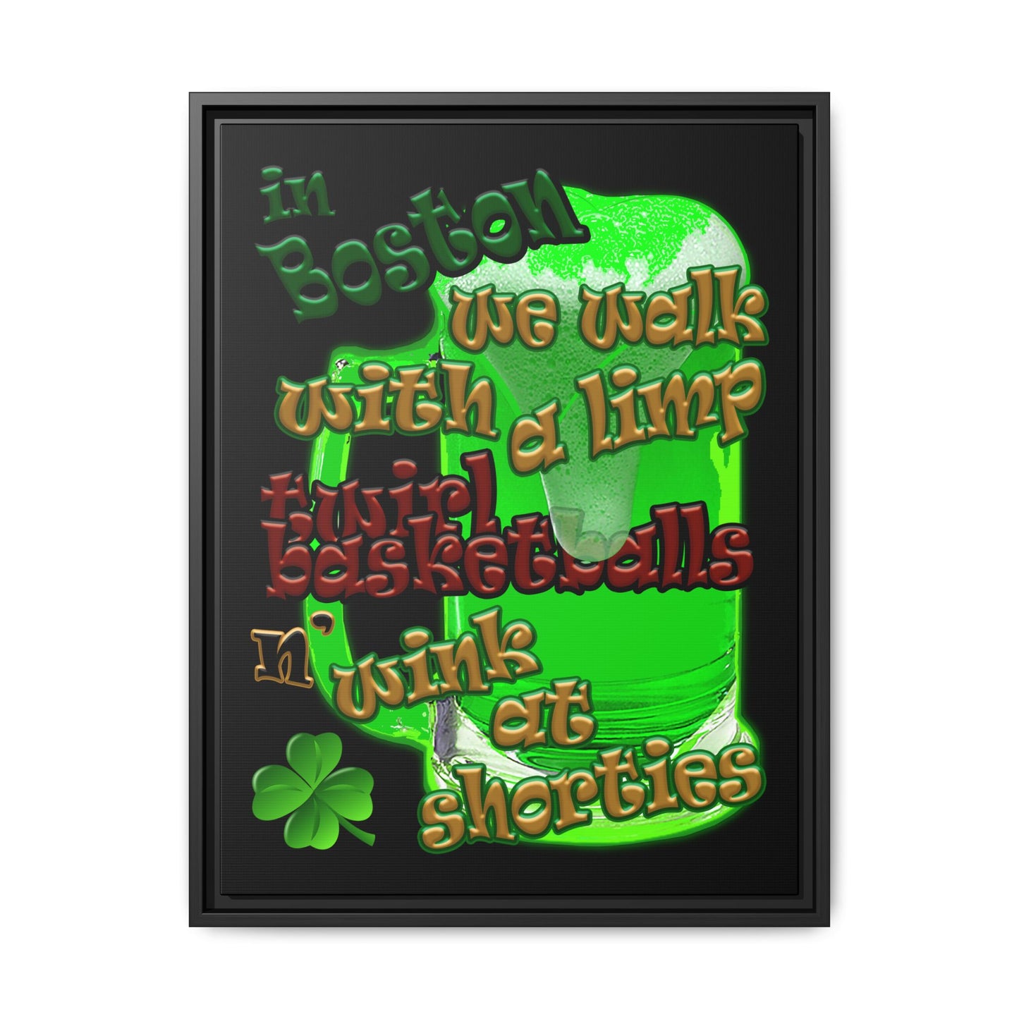 celtics logo - framed canvas art (black)