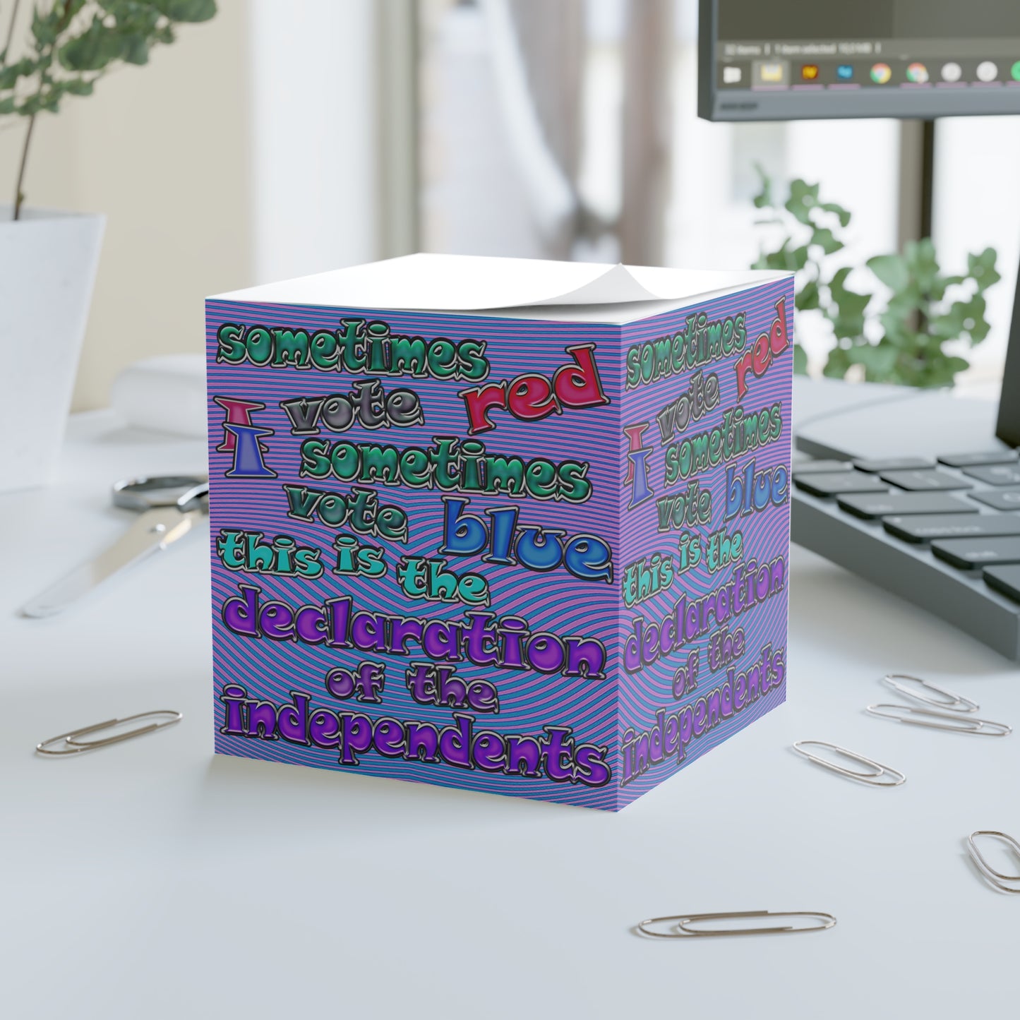 declaration of the independents - note cube (light blue-purple wave)