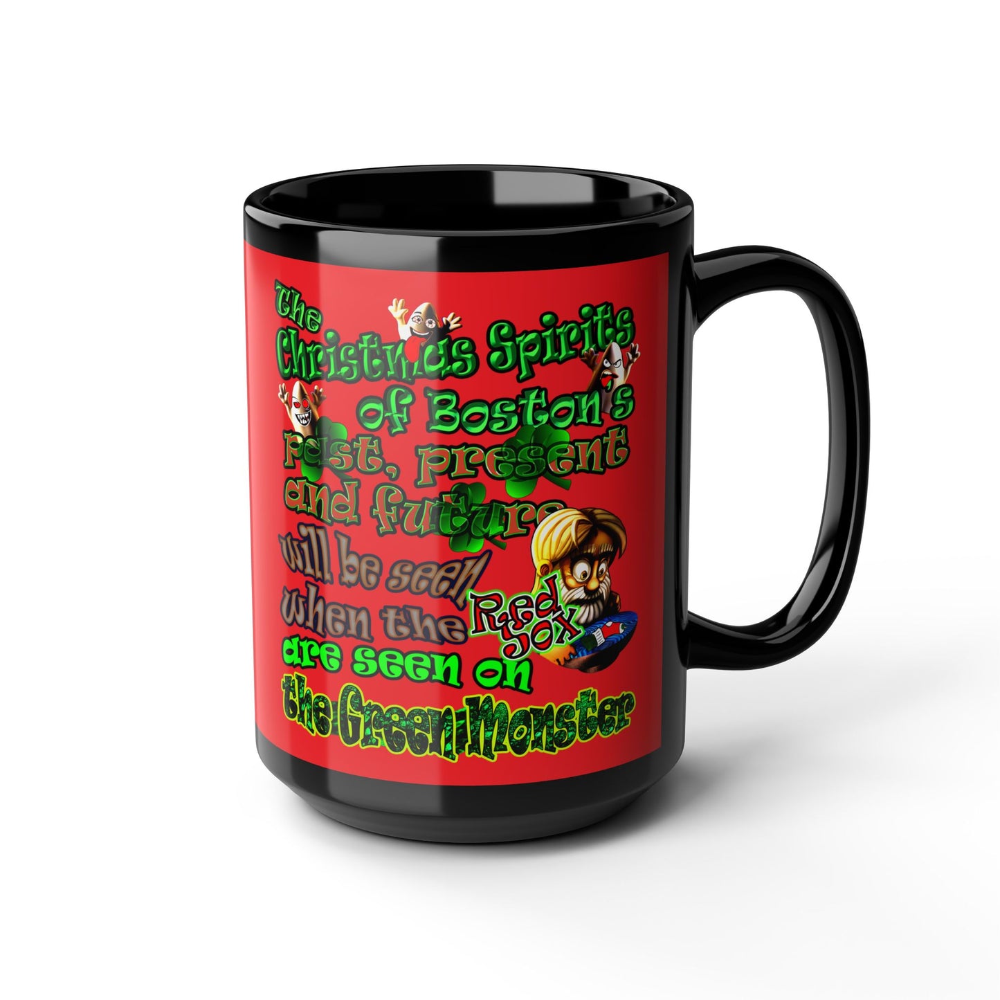 christmas spirits of boston - Black Mug (red)
