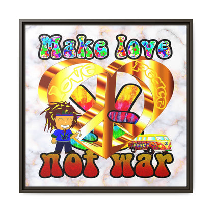love peace - framed canvas art (white marble)