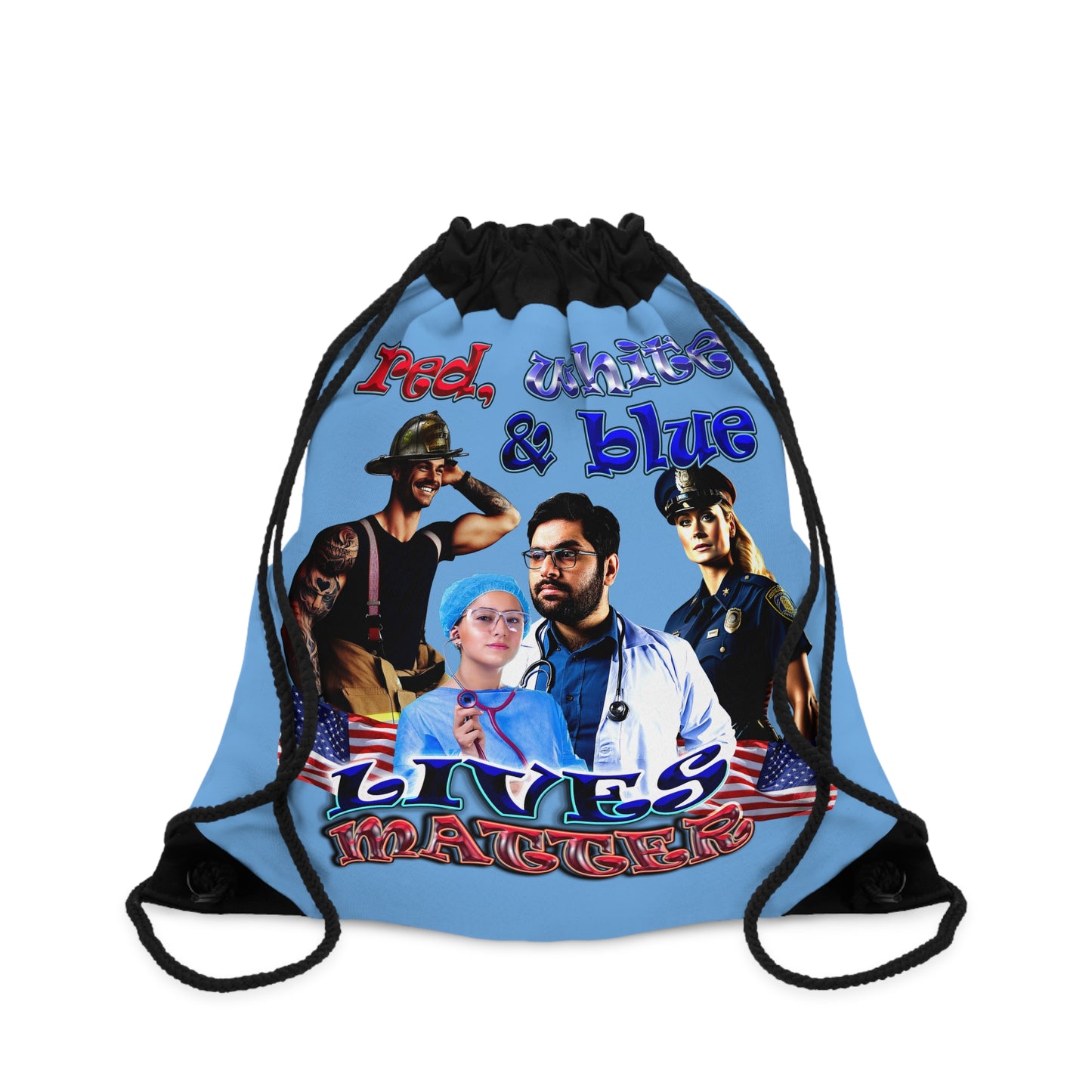 rw&b lives matter - Drawstring Bag (light blue)